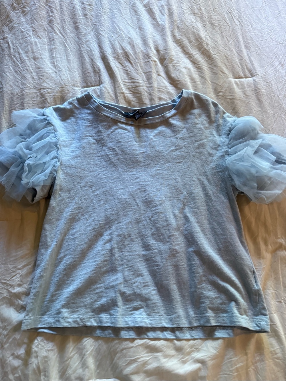 Women’s Leo & Viola Light Blue Puff-Sleeve Top